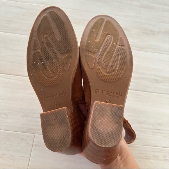 Eileen Fisher Caramel Suede Marlie Slingback Heels - Picture 6 of 7